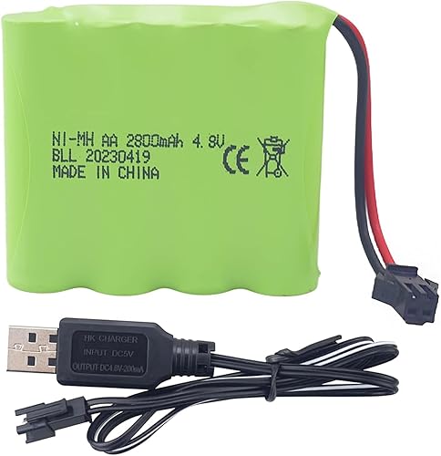 Batería recargable AA de 4.8 V 2800 mAh con enchufe SM-2P y cable de carga USB para SY-E511 RC Excavadora Camión Ingeniería Vehículo E562 TD141 RC