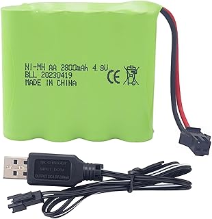 MOONZON 4.8V 2800mAh AA Rechargeable Battery with SM-2P Plug and USB Charging Cable for SY-E511 RC Excavator Truck Engineering Vehicle E562 TD141 RC Remote Control Car Toy Car Spare Battery