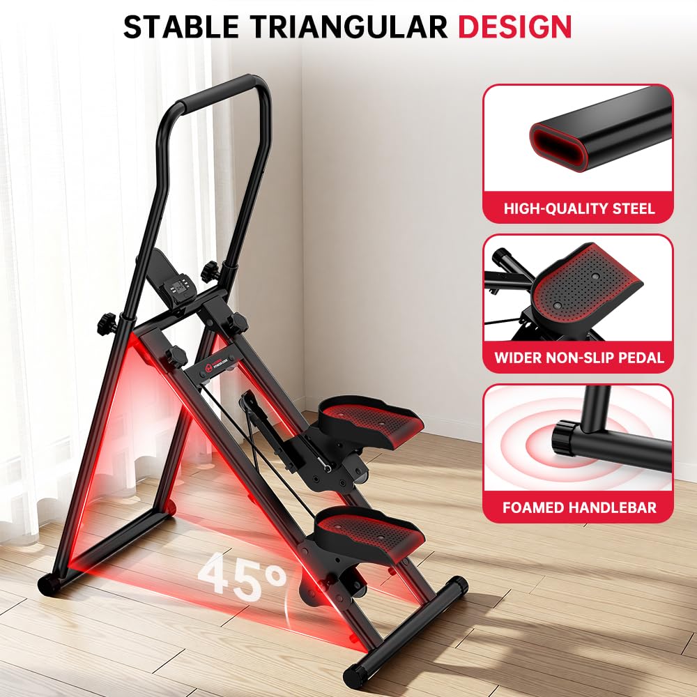 Scaletta macchina per palestra domestica, scalatore verticale pieghevole con regolazione in altezza a 3 livelli, portata 150 kg, display LCD, funzionamento silenzioso