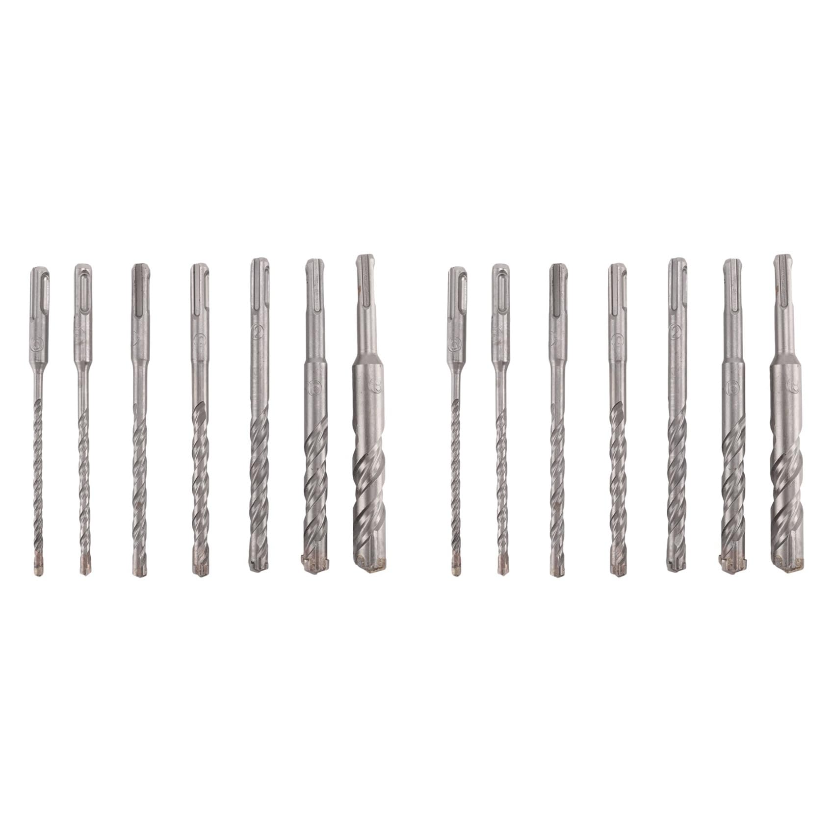 Jnchdghwa Silver 14 Pcs Sds Plus Hammer Drill Bit Set, (4-Flute) For Concrete Brick Block Stone Masonry And