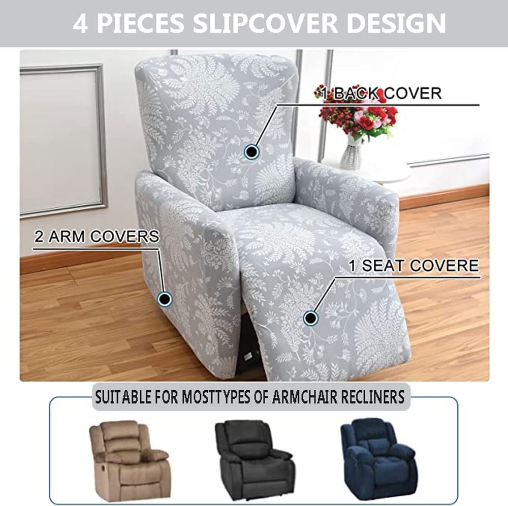 Copripoltrona Relax Reclinabile Universale Fodera per Poltrona per 1/2/3 posti, 4/6/8 Pezzi Fodere Copripoltrona Reclinabile Elasticizzato Rimovibile Sofa Protettore Cover Antiscivolo Lavabile ( Color