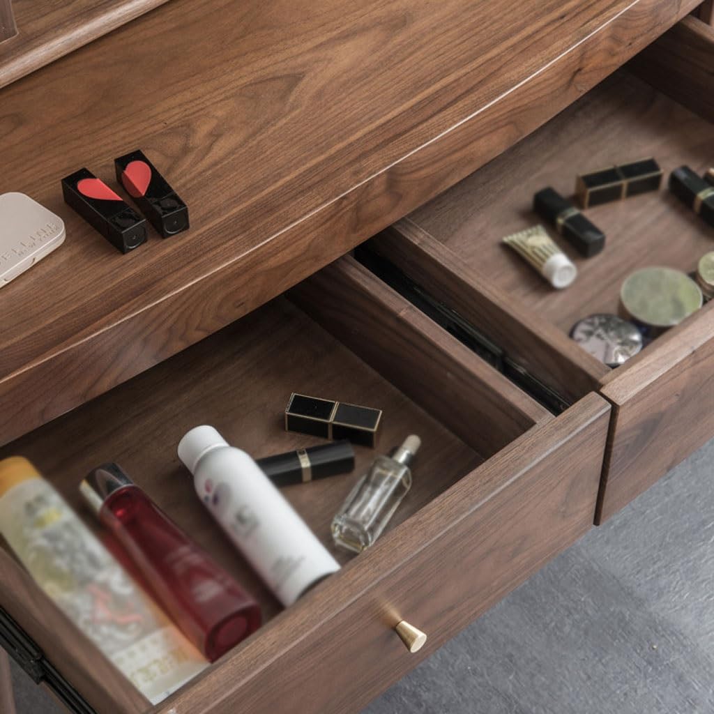 Amazon.com - GUERNSEY Dressing Tables Black Walnut Dresser Bedroom Solid  Wood with Drawer Retro Dresser Multifunctional Desk Flip Makeup Mirror  Vanity for Dressing