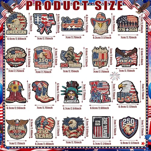 20 imanes decorativos patrióticos para arte diamante miniatura 2
