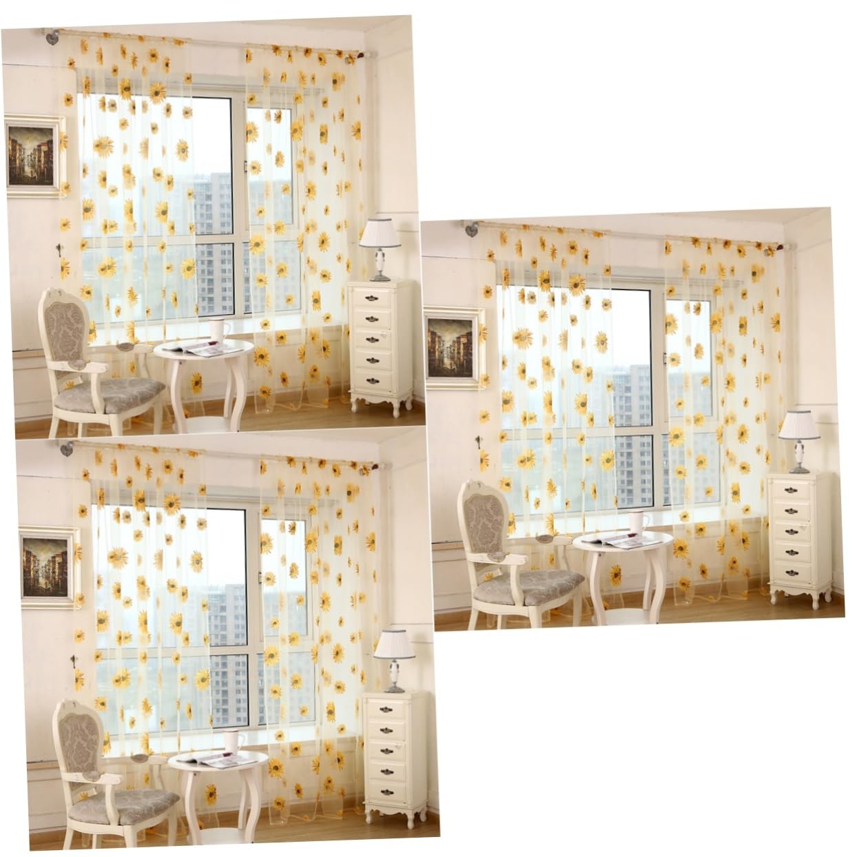 Panneau transparent rideau voile orange Cabilock pour salon moins éblouissant