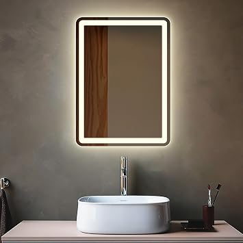 Rectangle LED Bathroom Mirror Luxury Vanity 20" X 28" Modern Decorative Premium Warm Light Mirror Shatter-Proof