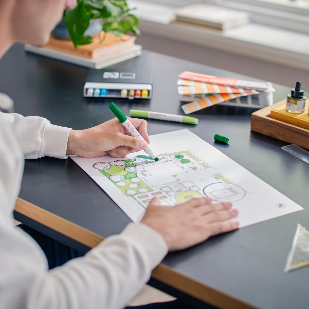 Pantone Set 9 Marcatori Nature Penna Doppia Punta Pennello Scalpello Inchiostro Pigmentato Base Acqua