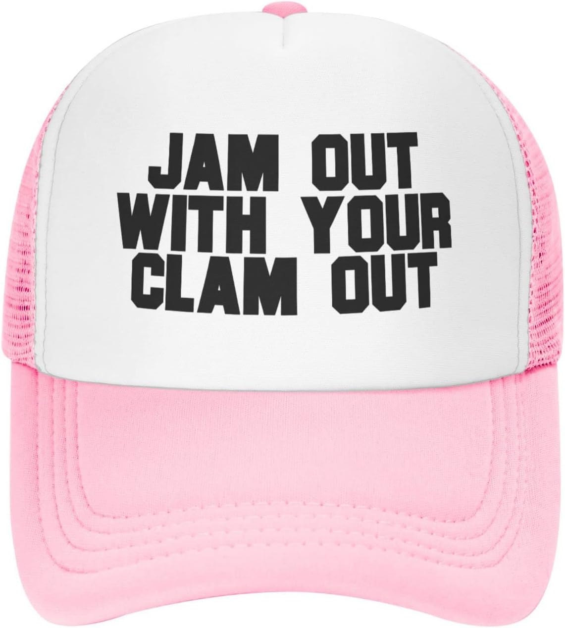 Jam Out with Your Clam Out Hat Unisex Adult Trucker Hats Adjustable Cap for Adults Classic Fishing Caps Pink