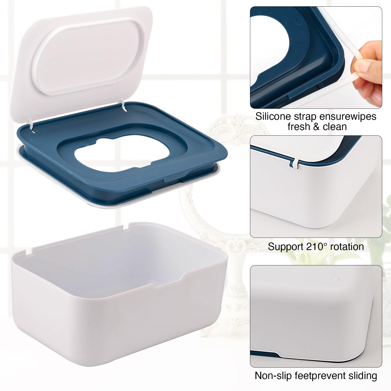 Distributeur de lingettes pour bébé, porte-lingettes pour bébé et adulte, garde les mouchoirs humides, étui antidérapant, facile à ouvrir et à fermer, récipient jetable avec couvercle hermétique
