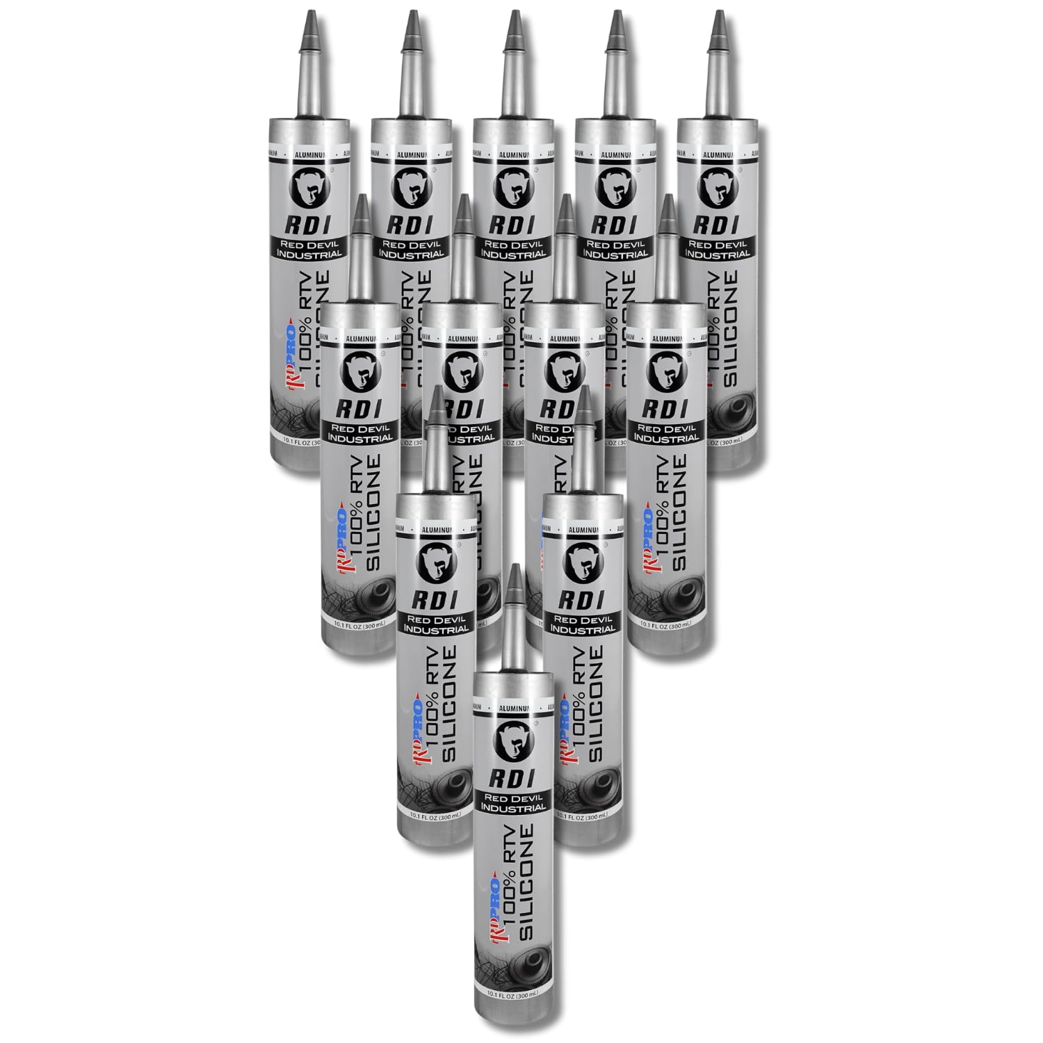 08165I RD PRO Industrial Grade RTV 100% Silicone Weather-Resistant Sealant, 10.1 oz. Tube, Aluminum, 12-Pack