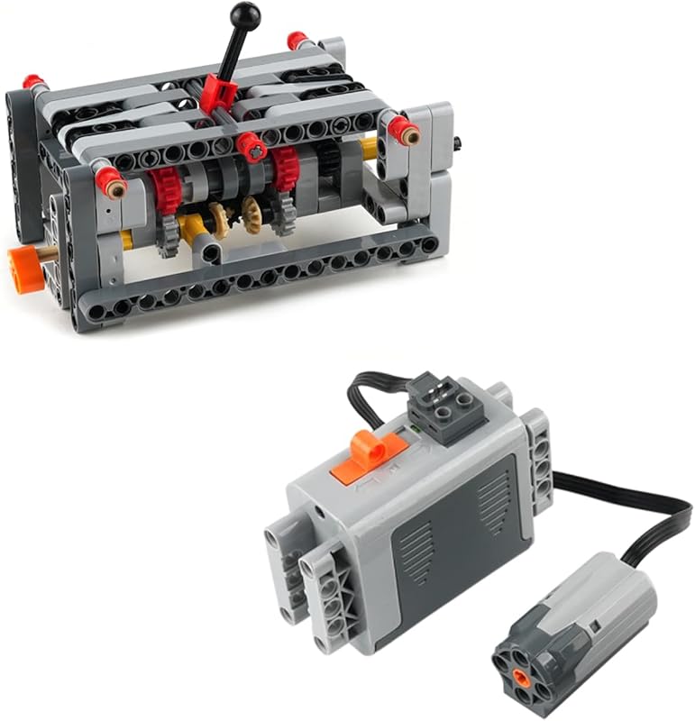 Kit de Bloques de Construcción de Caja de Engranajes de Transmisión, 5+1 Velocidades con Reverso con Carcasa de Batería de Motor 8883 M, Juego de Ingeniería Motorizada, para Adolescentes y Adultos