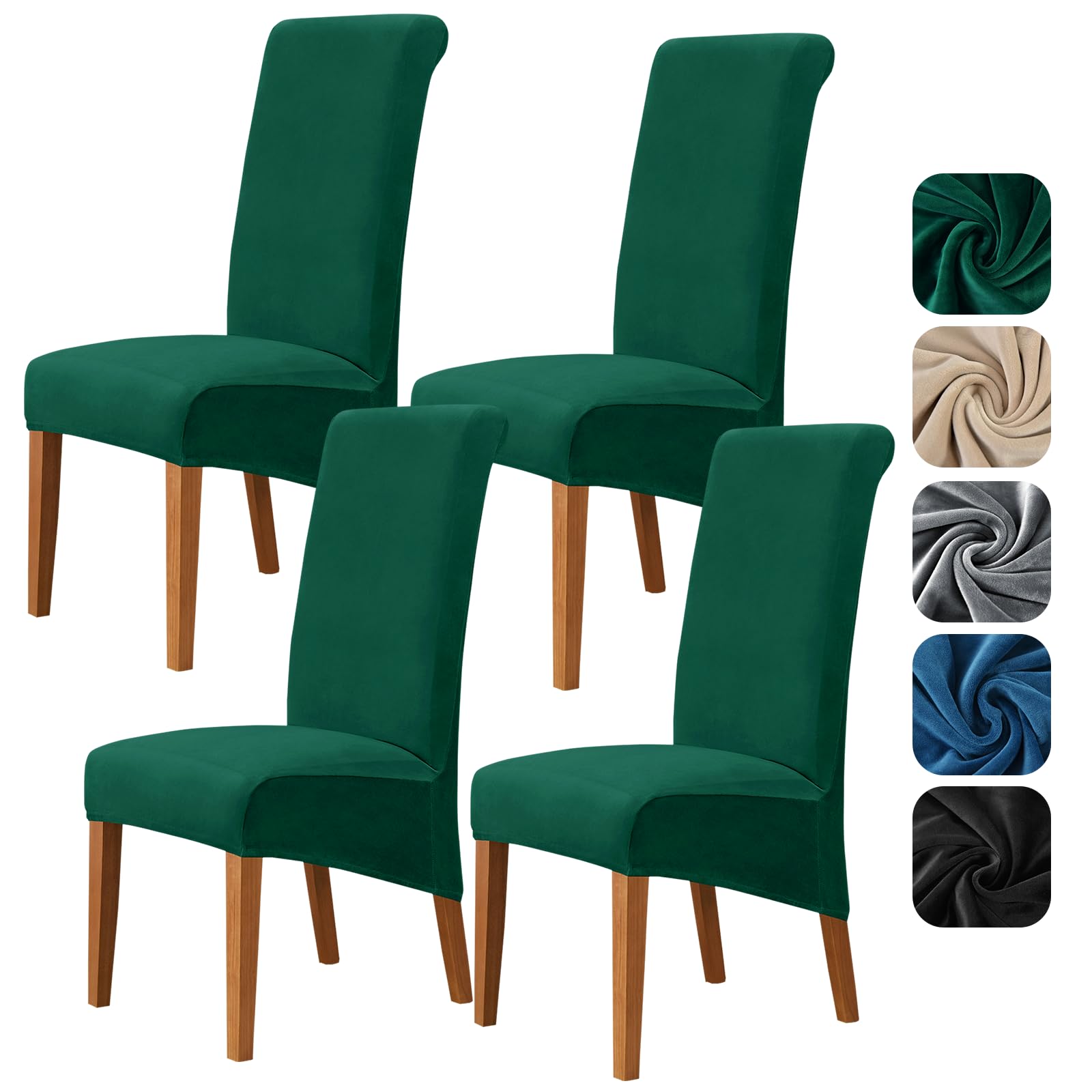 Alishomtll High Back Chair Covers Set of 4, Stretch Velvet XL Dining Chair Slipcovers
