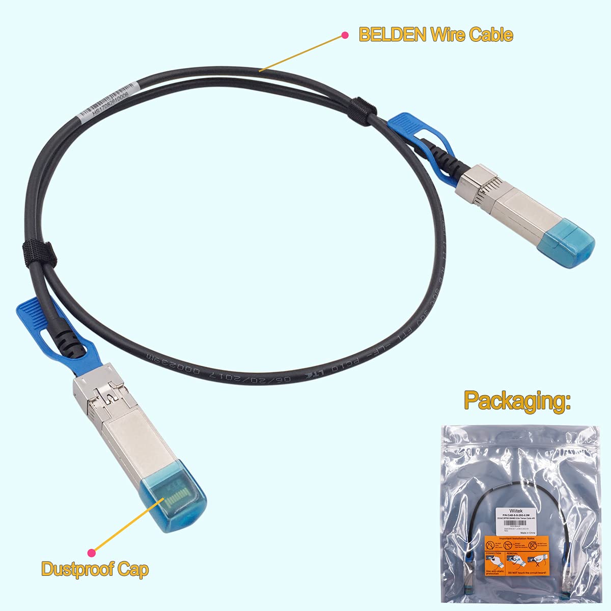 25GbE SFP28 DAC Twinax Cable 1.5M, 25GBASE-CR SFP28 Direct Attach Copper Cable, Compatible for Cisco SFP-H25G-CU1.5M, Ubiquiti, Mikrotik, Netgear, Supermicro, and More