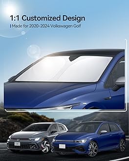 Windshield Sunshade for Volkswagen Golf MK8 GTI R 2020 2021 2022 2023 2024 Accessories Foldable Sun Shield Block UV Rays with Dual-Silver Coating Keeps Car Interior Cool& Protected