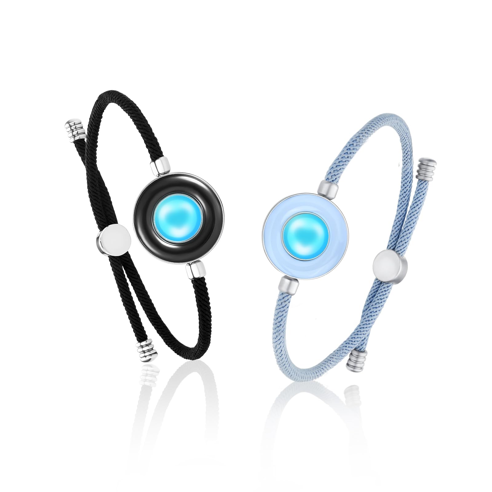 TOTWOO Pulseras Inteligentes de Pareja, Toque, Vibración e Iluminación a Distancia, Emparejamiento Bluetooth Uno a Uno por App, Regalo Romántico para Parejas, Acero Inoxidable 316