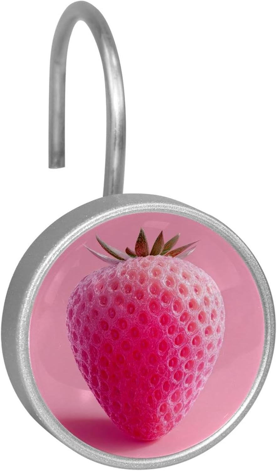 Set of 12 Shower Curtain Hooks, Shower Curtain Rings Crystal Glass Decorative Bathroom Hook, Pink Strawberry