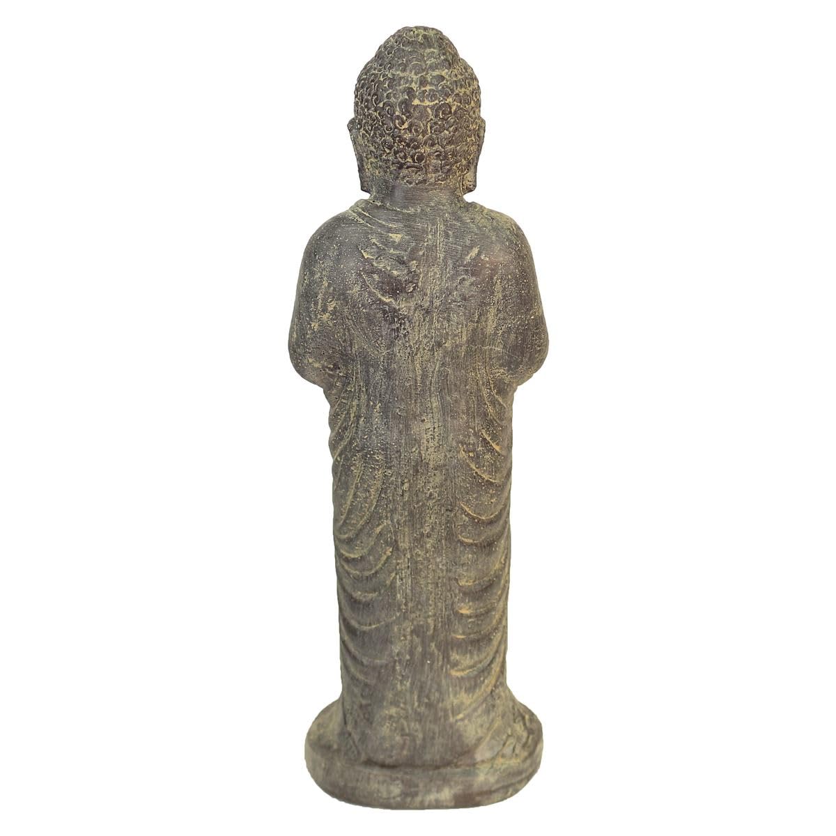 Buddha Figur stehend Kerzen Skulptur Stein Lavasand Bali Buddha Gott Garten Deko Teelichthalter 50 cm