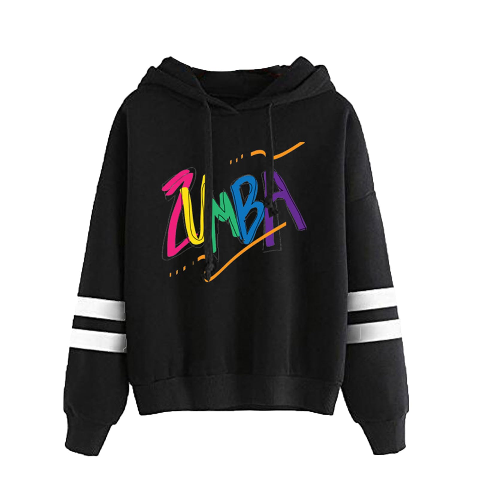 keephen Women Sweatshirts Zumba Print Graphic Pullover Hoodie Jumper Crew Neck Long Sleeve with Drawstring Loose Fit Casual Tops fit Teenage Girl Ladies