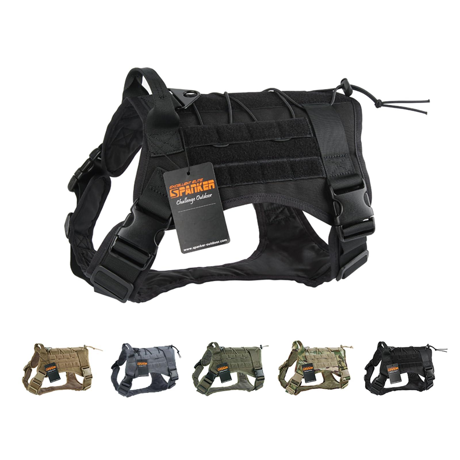 EXCELLENT ELITE SPANKER Tactical Dog Harness Military Service Dog Harness No-Pull Working Dog Vest Adjustable Training Vest Patrol Harness with Handle