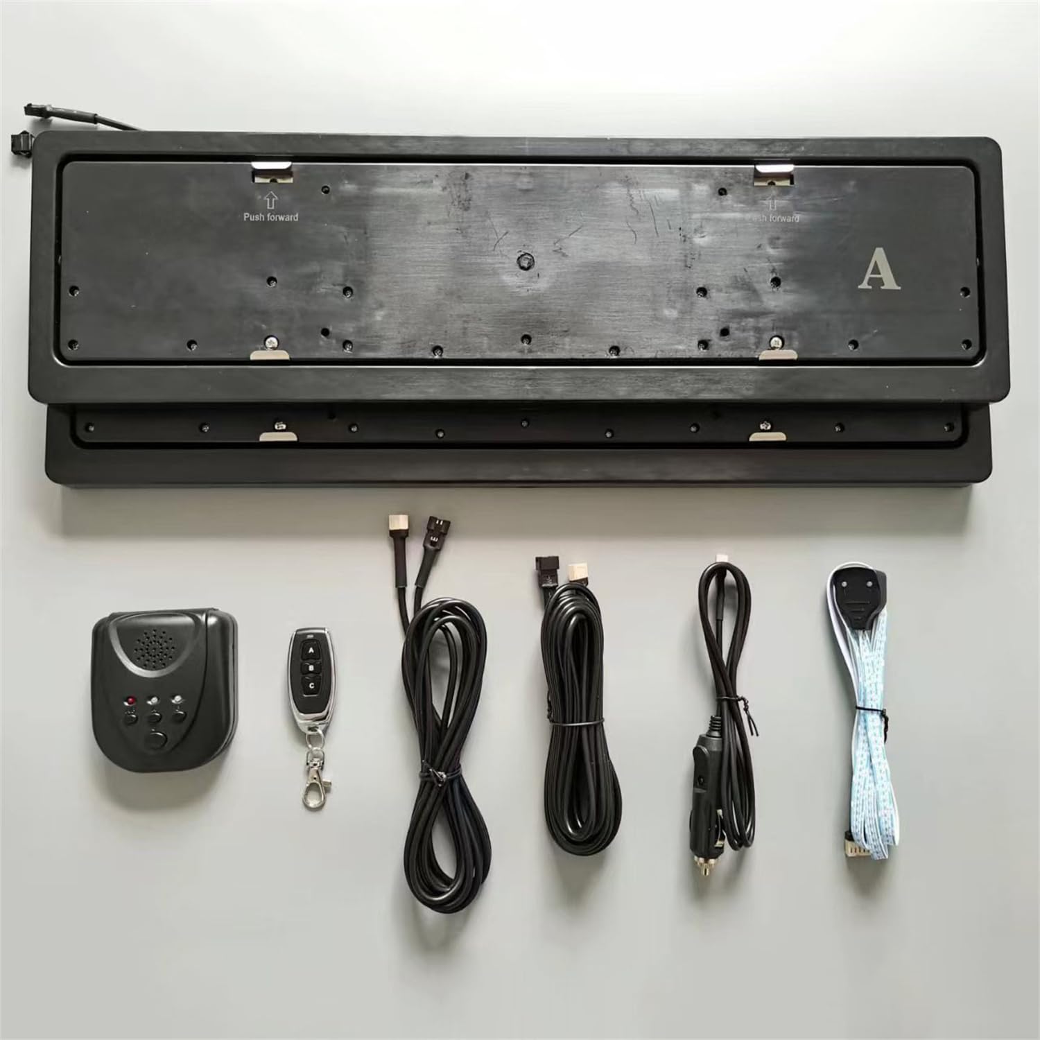 Kennzeichenhalter, Nummernschildhalter aus Eisen, schwarzer elektrischer Kennzeichenhalter mit Fernbedienung, Klappdeckel, Autokennzeichenhalter, für Europa