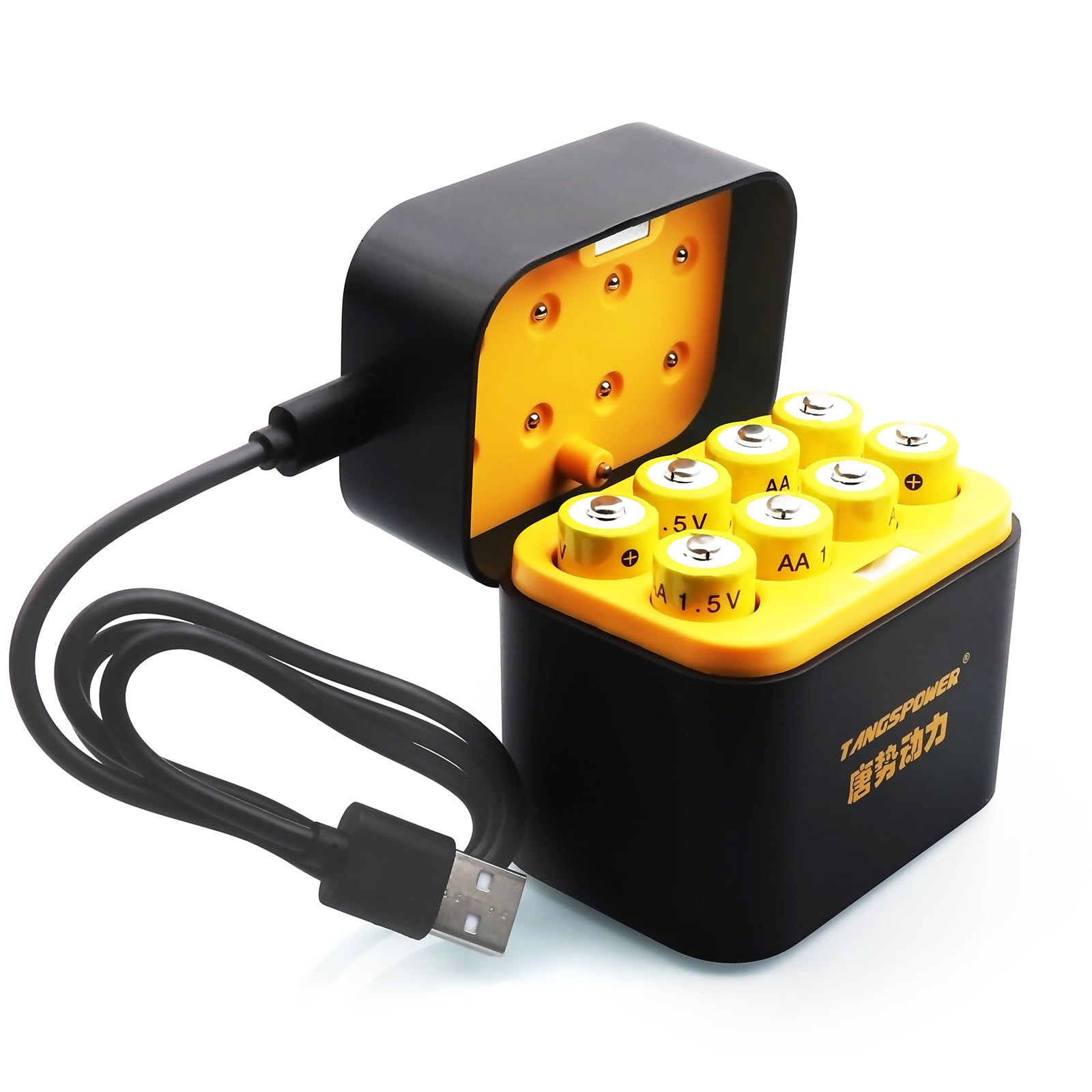 Piles Rechargeables AA Lithium (Lot de 8) avec Chargeur, 4000mWh Triple A 1,5V Tension de Sortie constante Pile AAA Li-ION Batterie, 1600+ Cycles, Faible Auto-décharge AA Rechargeable