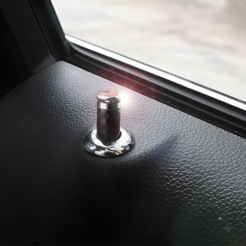 Miniatura 6 de BELOMI 4 pomos de bloqueo de puerta de automóvil, cubiertas de pasador de bloqueo automático de fibra de carbono, cubiertas decorativas para pernos