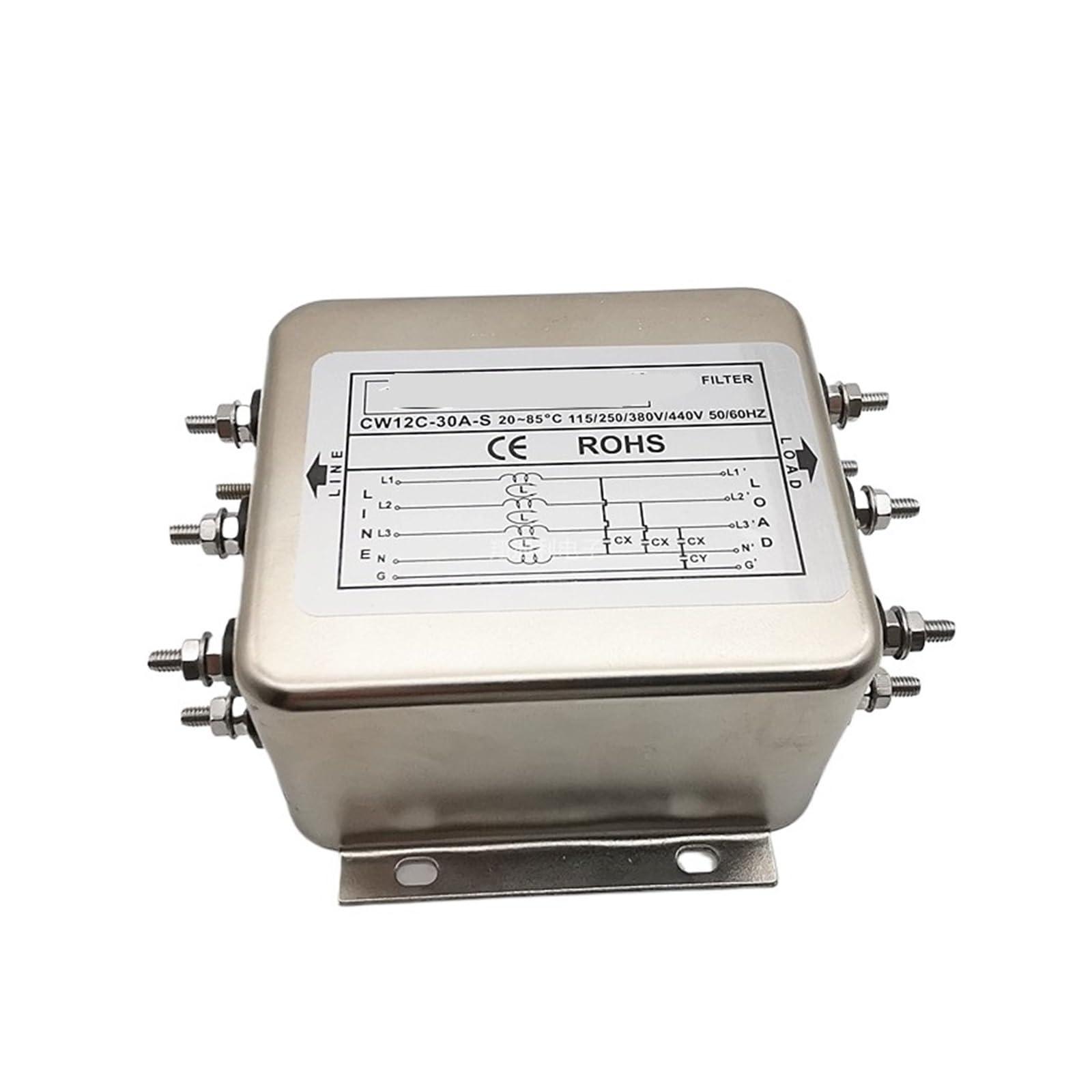 Filtro de potencia trifásico CW12C-30A-S para inversor de 30A y 380V con cuatro cables