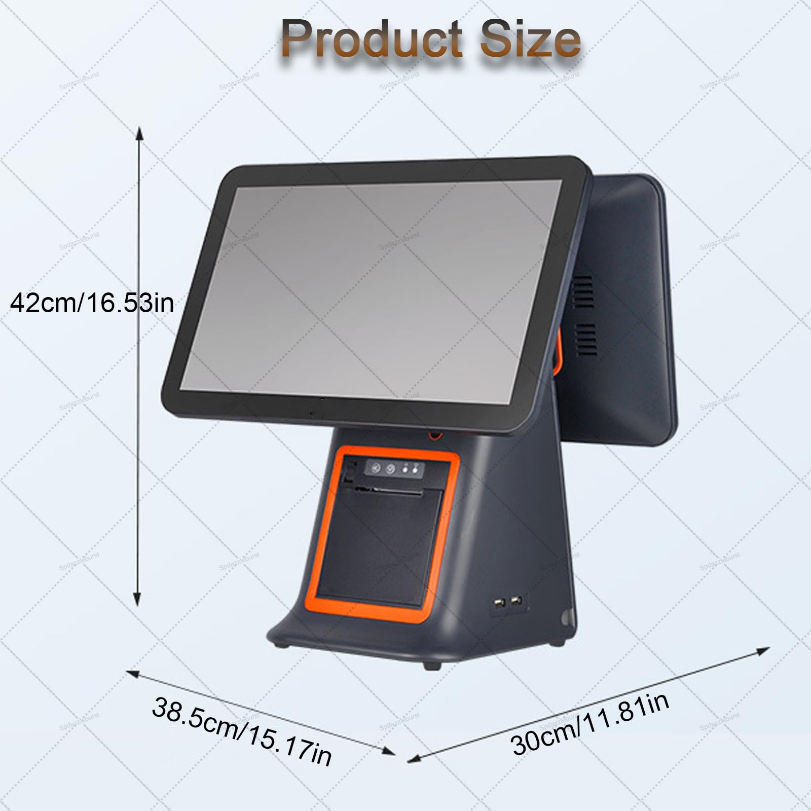 Sistema POS per ristoranti, registratore di cassa intelligente all-in-one con doppio schermo da 15,6 pollici, stampante di ricevute integrata, terminale di pagamento per negozi al dettaglio Black