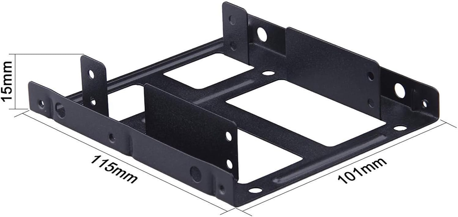 Dual SSD/HDD Metal Mounting Bracket kit 2.5 to 3.5 with SATA Cable, Hard Disk Drive Brackets Convert Any 2.5 inch Solid State Drive/HDD Into One 3.5 inch Drive Bay