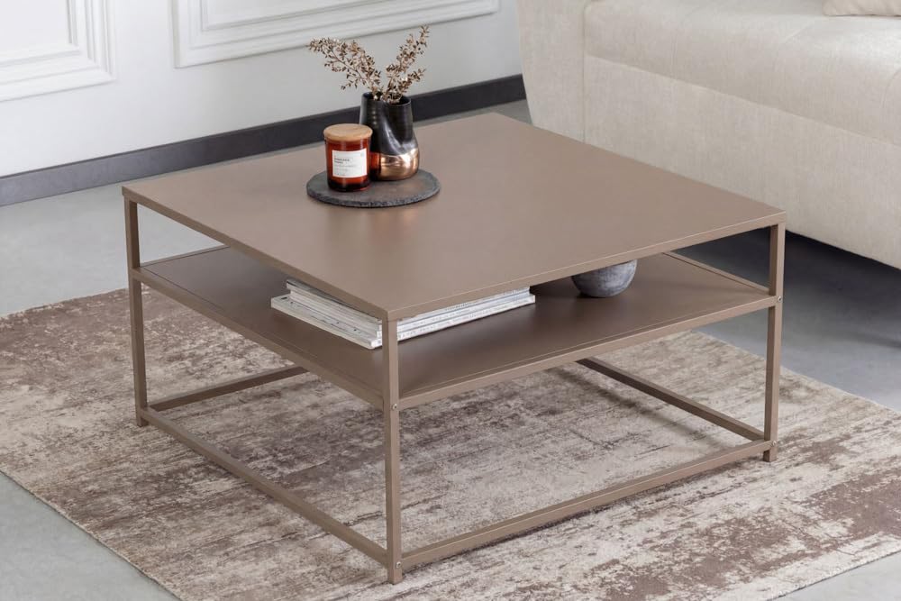 Riess Ambiente Couchtisch DURA Steel 70cm - Greige - Metall | Stauraum, als Beistelltisch nutzbar, langlebig, flexibel kombinierbar, 20 kg Belastbarkeit, Ablagefläche