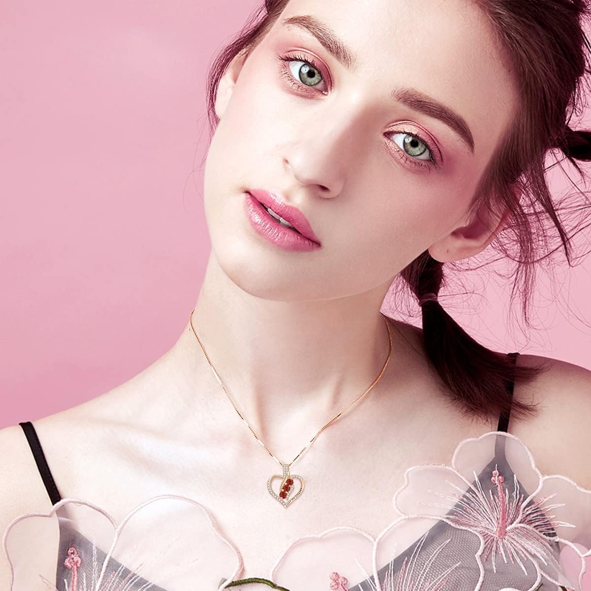 Birthday Gift for Women Garnet Necklace Sterling silver Forever Love Heart Infinity pendant Necklace January Birthstone Jewelry Christmas Valentine Mothers Day Birthday Gifts for Women Her Wife Girlfriend - Image 6