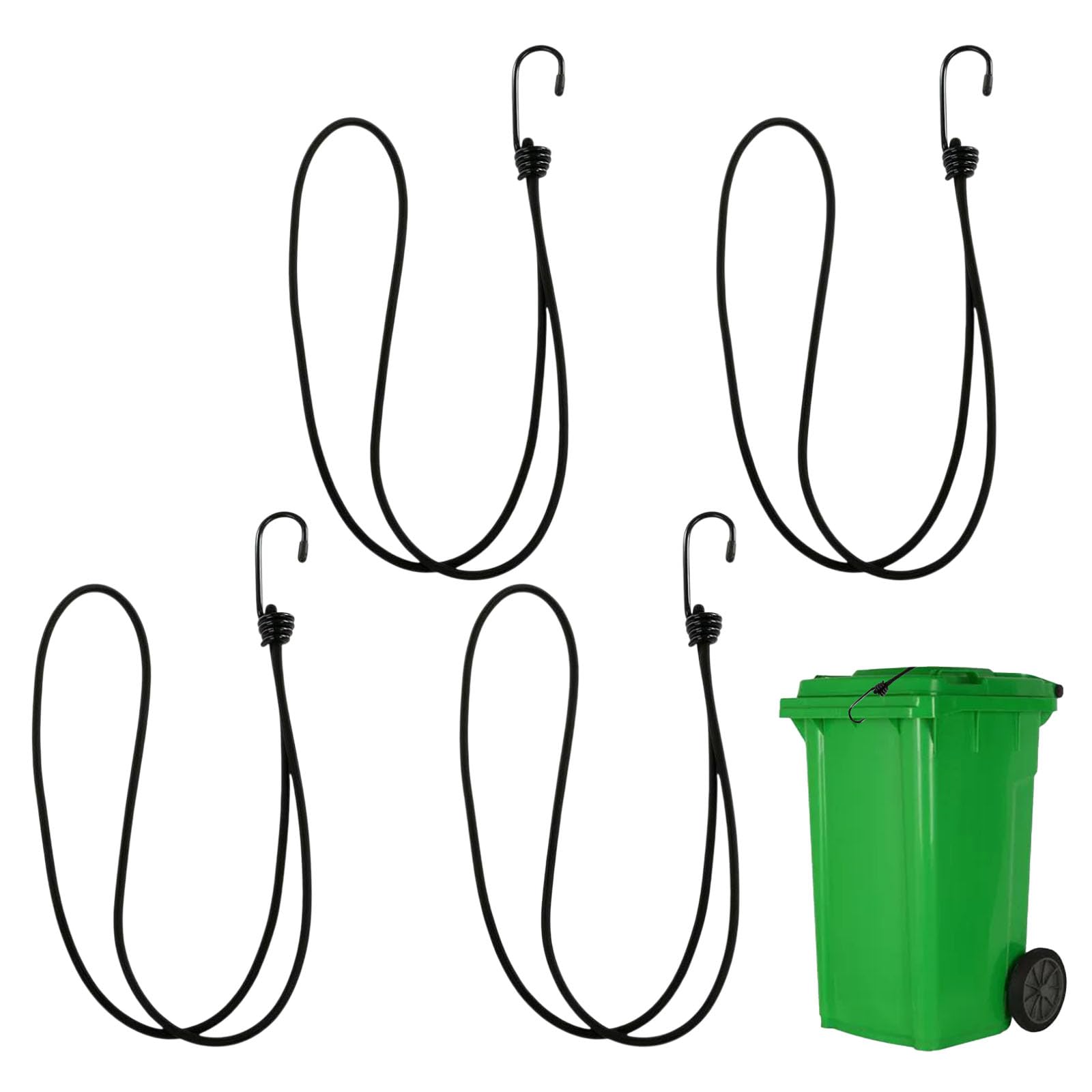 Uoxmiy 4 Pcs Wheelie Bin Locks,Black Bin Lock to Prevent Vandals Tipping Wildlife Wind and Rubbish Spills Universal Easy Fitting