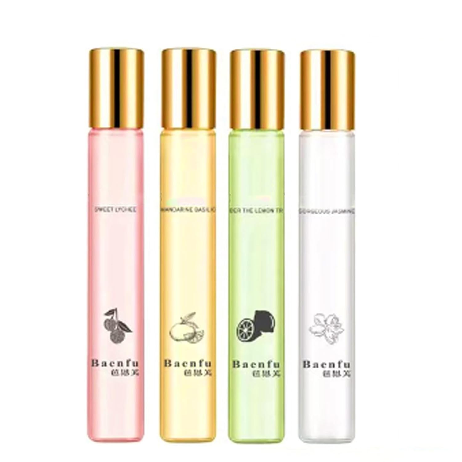 4PCS Eau de Parfum Perfume Oil Roll-On Perfumes for Women and Men by Fresh Flower Fruit Fragrances, 10 ml / 0.33 fl Oz