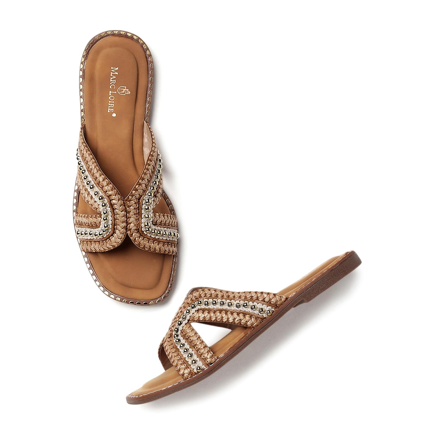 Women Smart Casual Embellished Slip-On Flats | Open Toe Fashion Sandals with Comfortable Sole-image-37