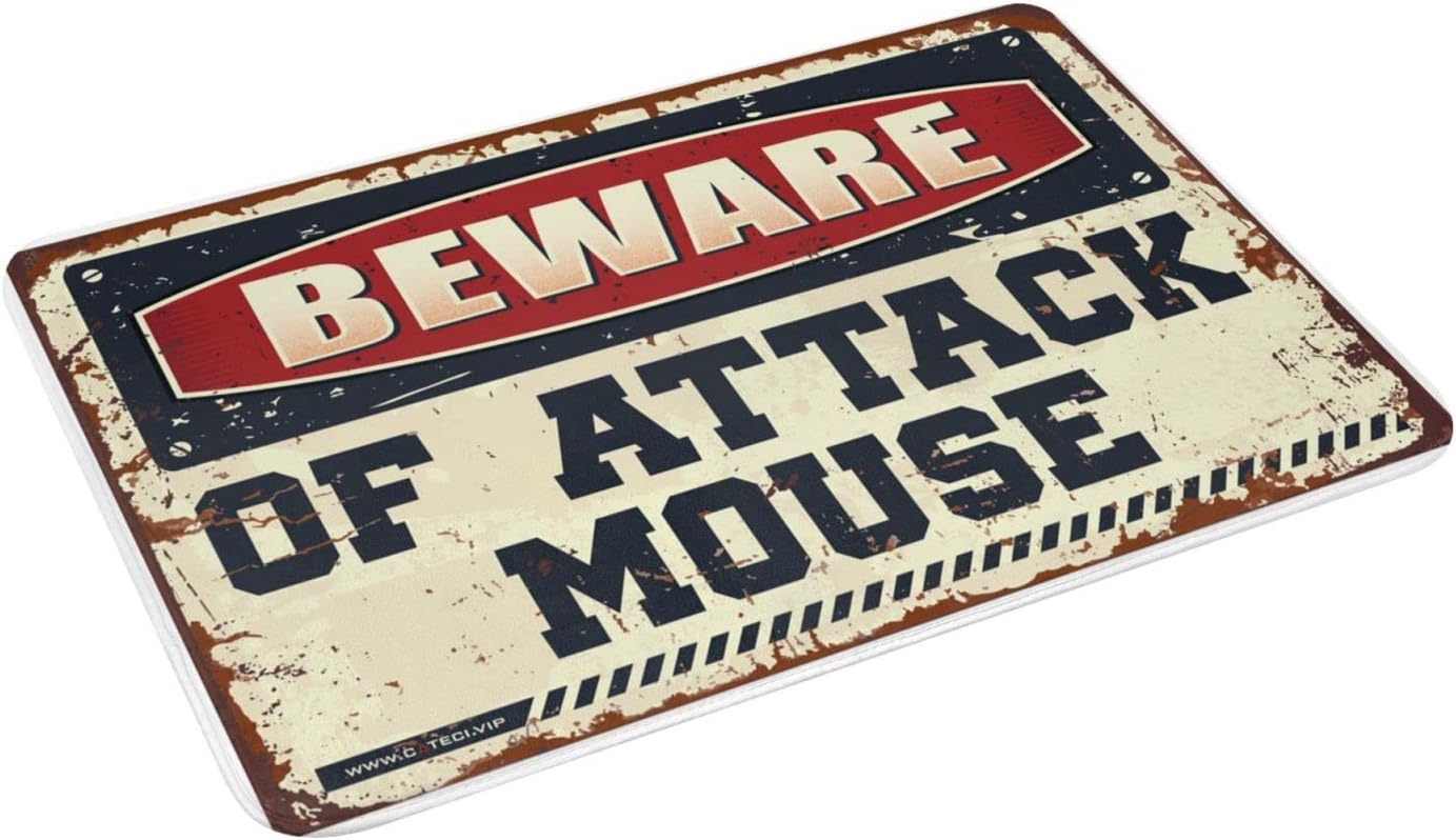 Door Mats Outdoor Large Beware of Attack Mouse Doormat Patio Bar Accessories Entry Floor Mats(65X90CM)