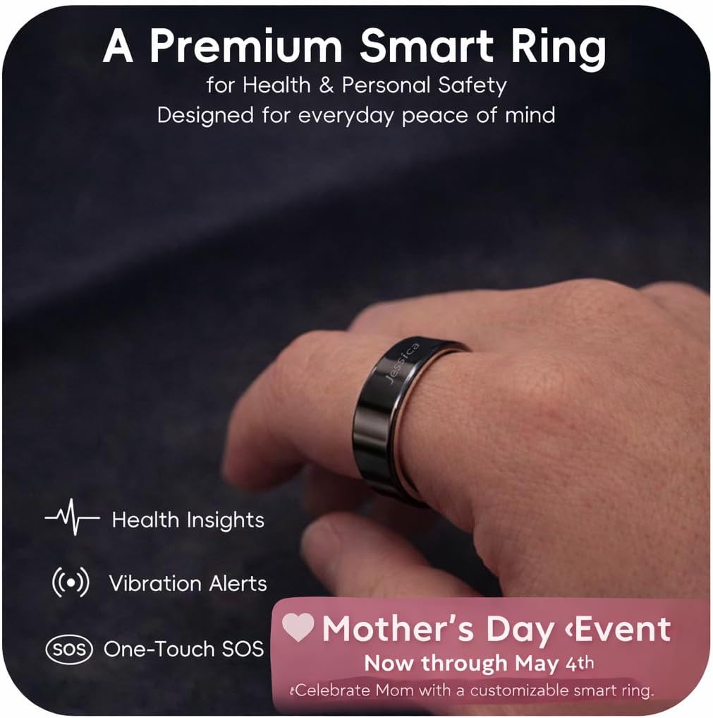 Gen 2 Pro Personalized Smart Ring: Custom Engraved, Health Fitness Sleep Monitor, SOS, Touch, Heart Rate, Vibration, Waterproof, iOS Android,Gift for Loved Ones (Rose Gold, 8)