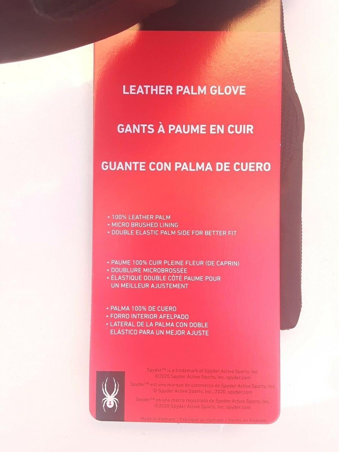 Spyder Leather Palm Black Gloves (Medium)