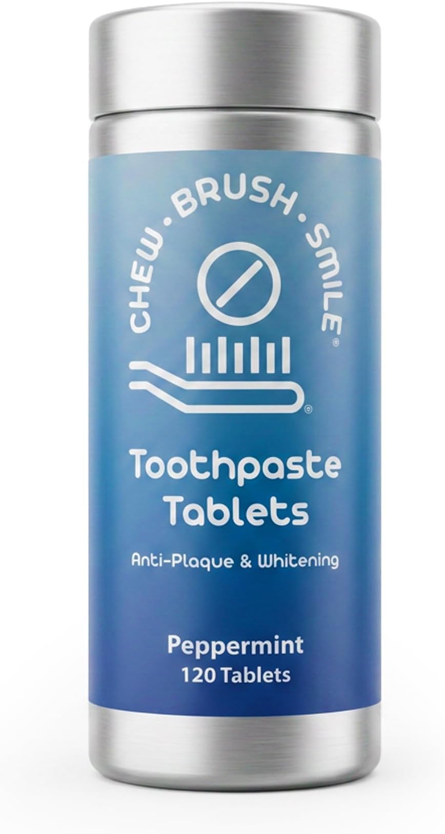 Chew Brush Smile Toothpaste Tablets 120 Count, Peppermint