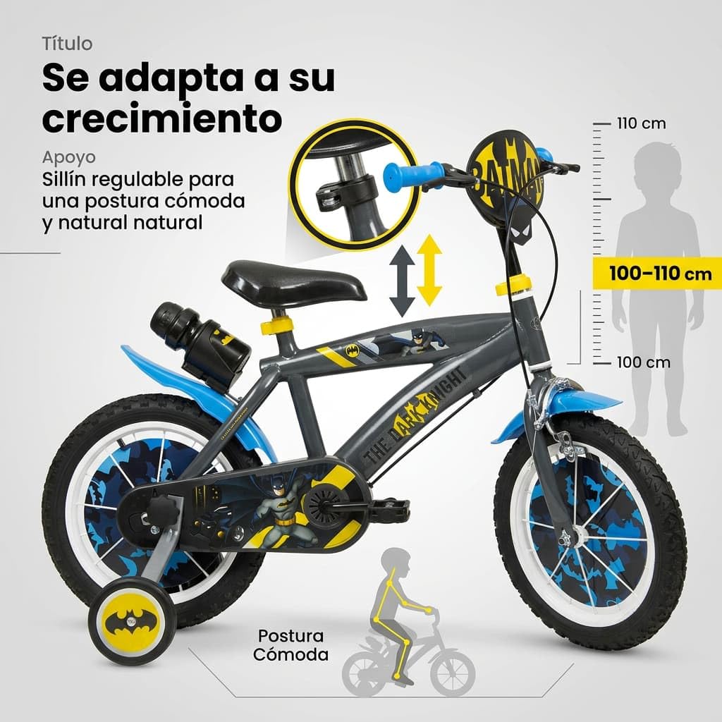 TOIMSA Bicicleta 14" Batman 4/6 Ños, Multicolor, 14913