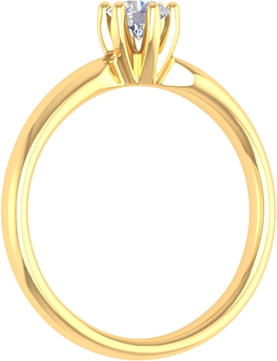 1/4 Carat 6-Prong Set Diamond Solitaire Engagement Ring Band in 10K Gold