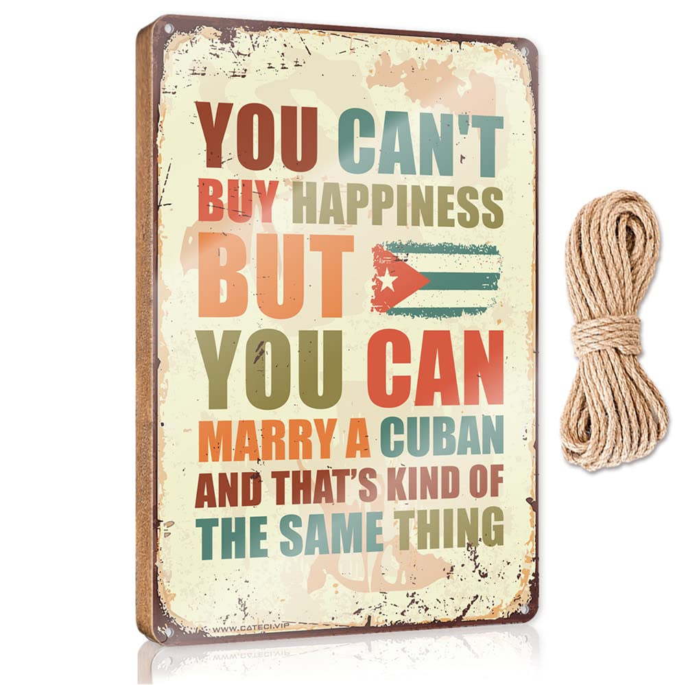 FZFN Wood Signs Decor You Can'T Buy Happiness But You Can Marry A Cuban Wooden Sign Bathroom Signs For Door Boys Bedroom Decor(23X35CM)