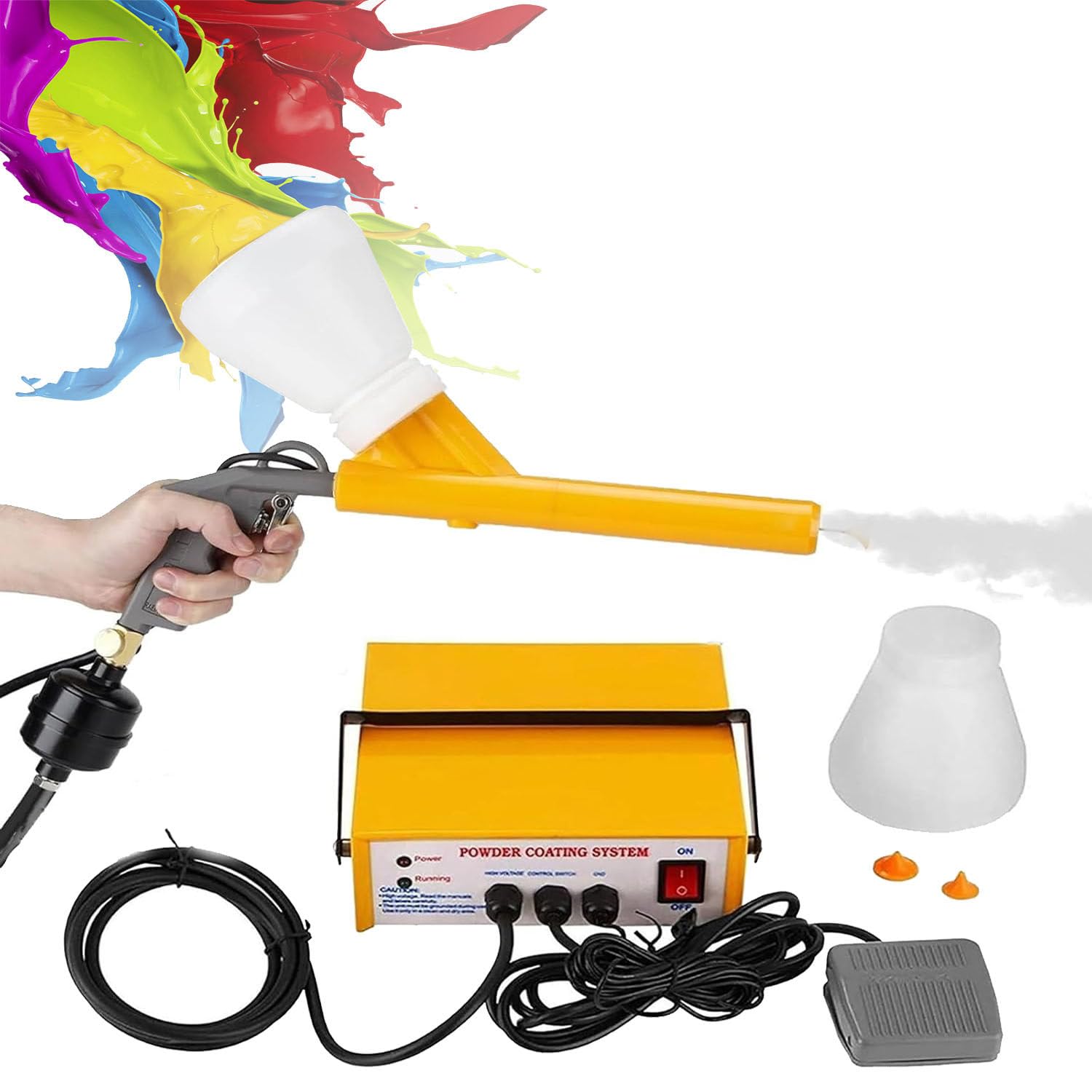 Sistema di verniciatura a polvere elettrostatica con pistola a spruzzo, interruttore a pedale, fonte di alimentazione per finiture professionali in metallo e progetti fai da te