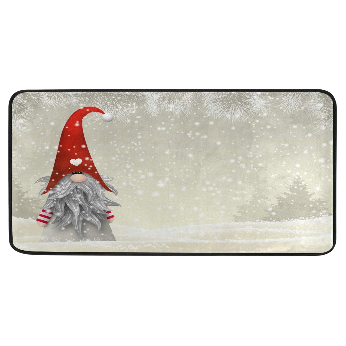 Alfombra de cocina con gnomo de Navidad escandinavo, antideslizante, alfombra de cocina, alfombra de baño, alfombra para decoración del hogar, 99 x 51 cm