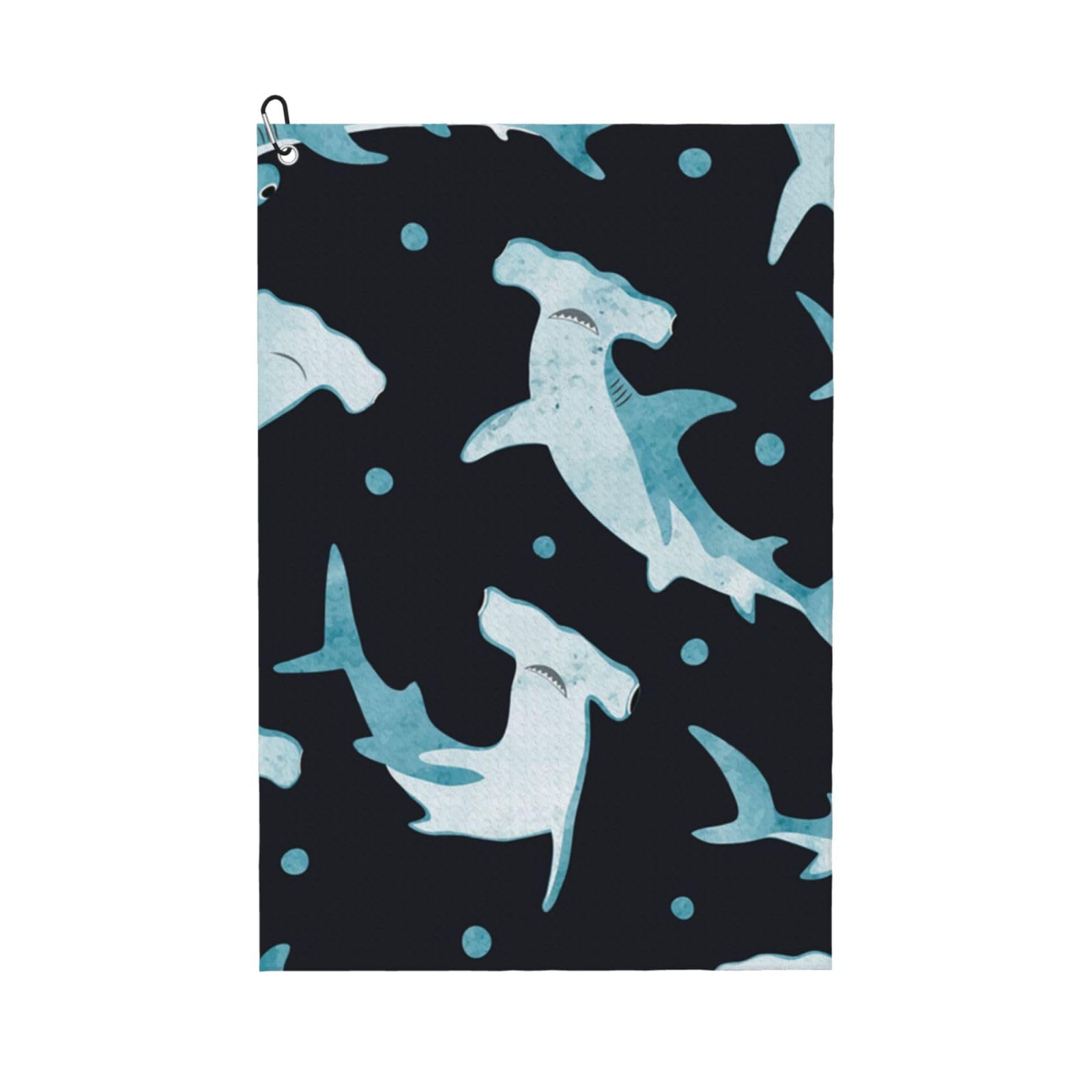 Hnnkloy Watercolor Hammerhead Shark, 16x24 in Portable Waffle Golf Towels with Carabiner Clip for Golf Bag