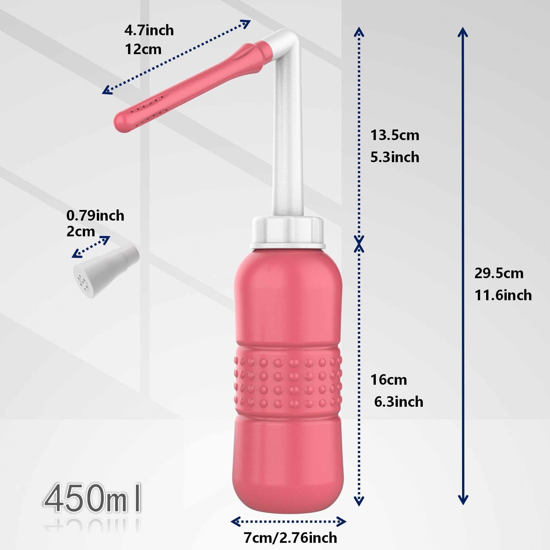 2PCS-Pack 2IN1 Intimate Wash for Women,2 Nozzle（Short+Long）,Portable Bidet Travel Bidets with Waterproof Cap + Storage Bag,Peri Bottle for Postpartum Care (Pink+Green)