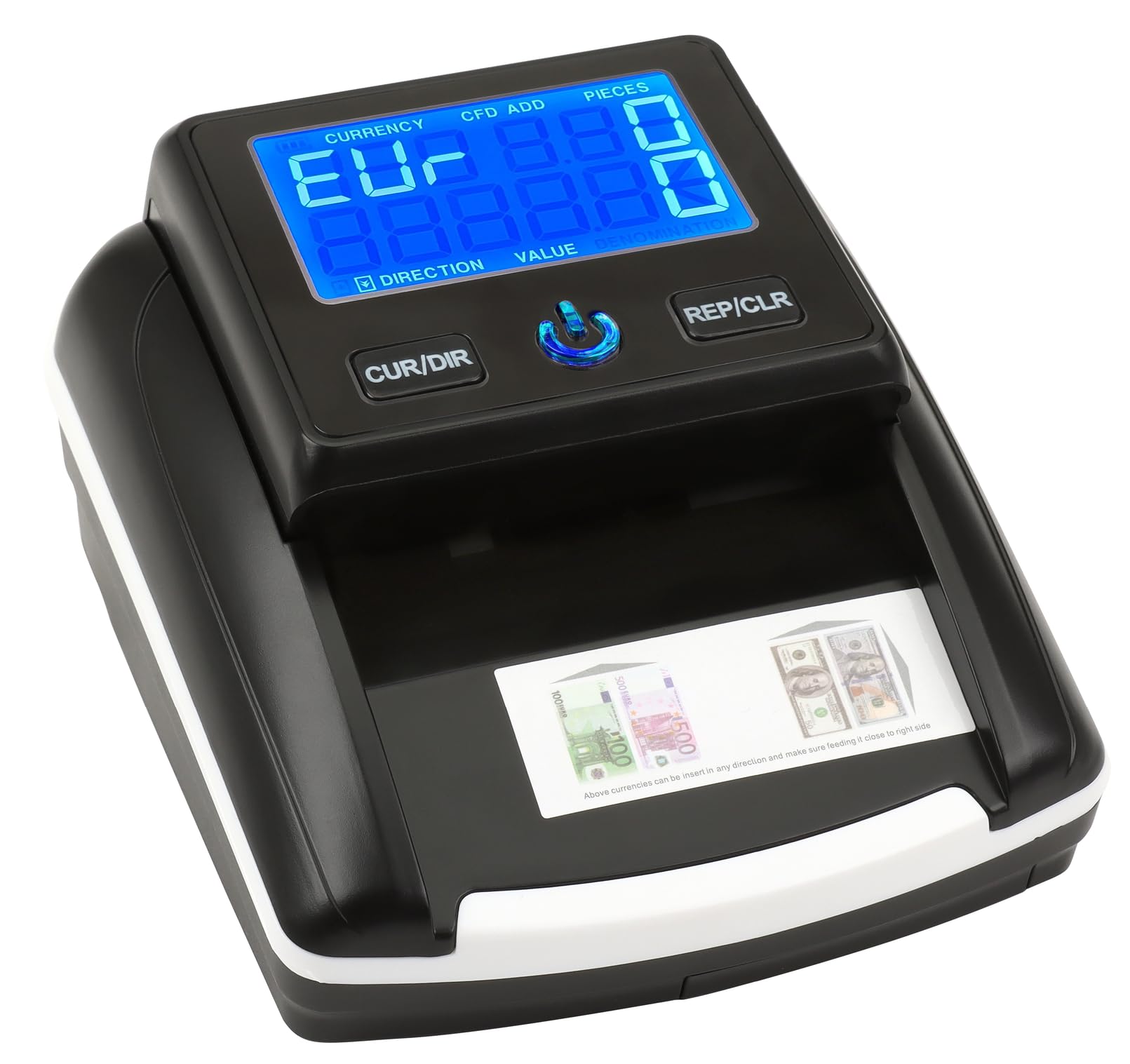 Rilevatore Verifica Banconote false Allarme Sonoro e su Display/Veloce e Affidabile con 7 Controlli/Controlla Conta Banconote Euro Dollaro Sterline Anti Contraffazione/Aggiornabile a Vita