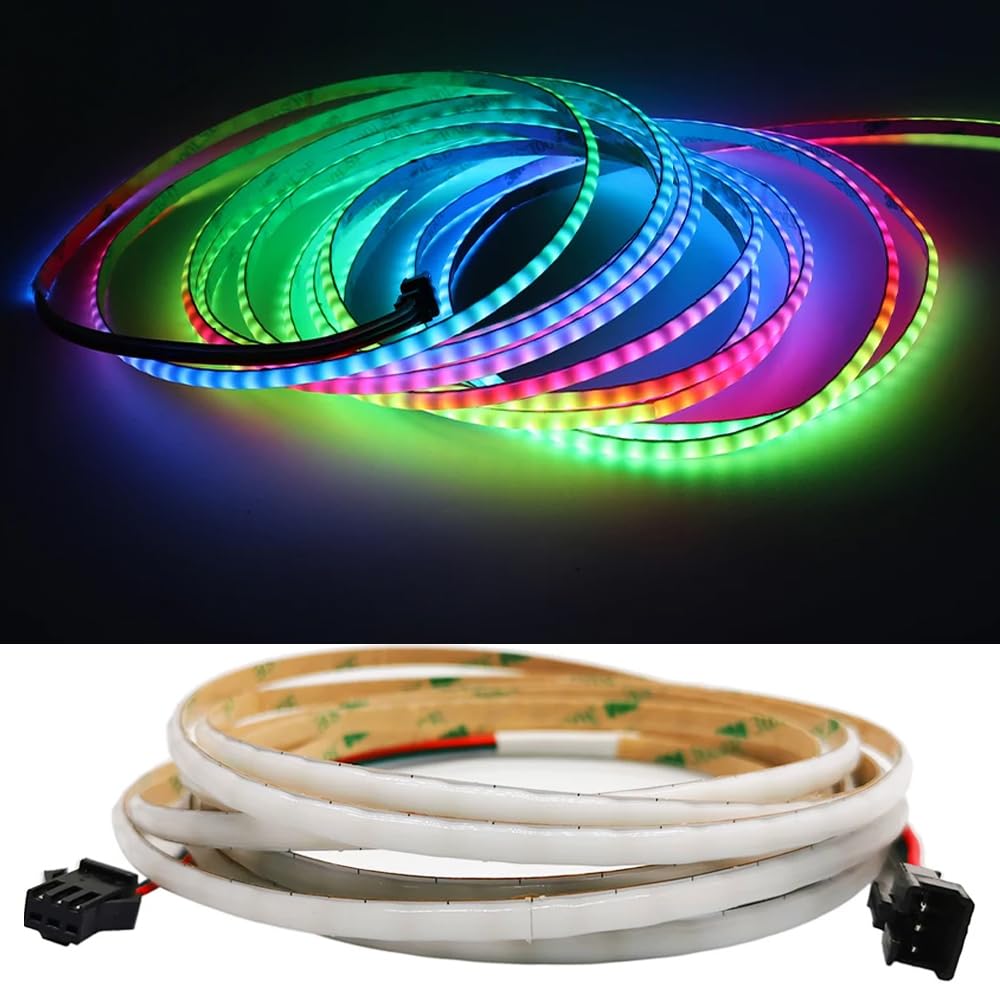 Striscia LED COB da 5 m, 12 V, autoadesiva, bianca, 6000 K, 400 LED/M, flessibile, larghezza 5 mm, per TV, retroilluminazione, camera da letto, illuminazione domestica (WS2812B, larghezza 12