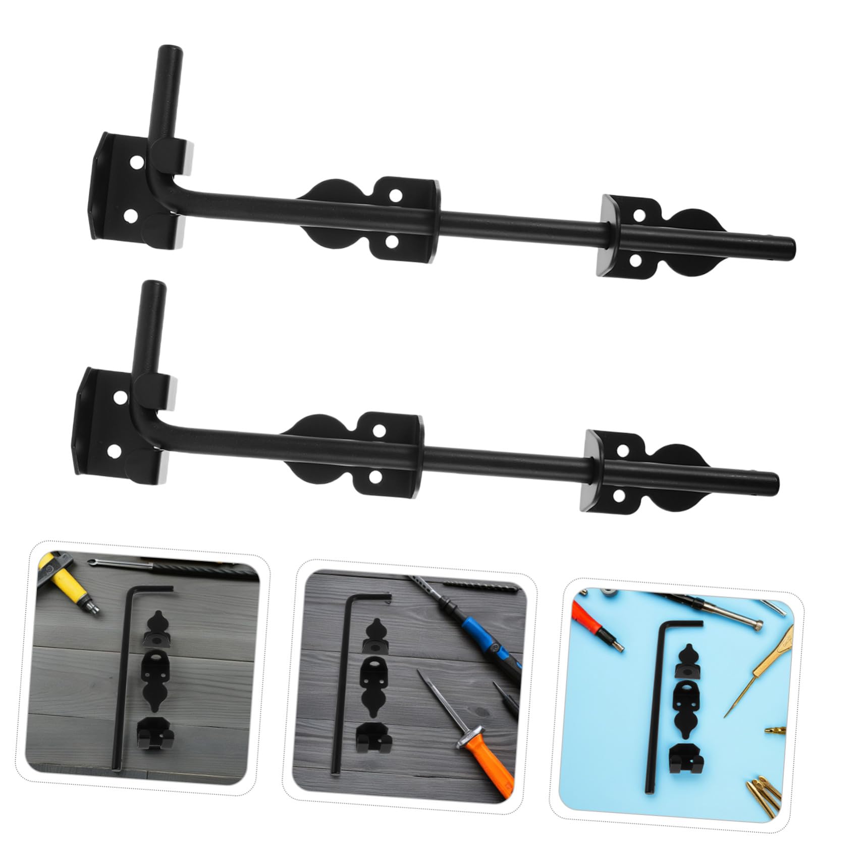 Baluue 2 pièces Boulon à Tige Robuste Acier Résistant Corrosion Loquet de Sol pour Portail Bois Métal PVC Sécurité Renforcée pour Clôtures Extérieures Lot