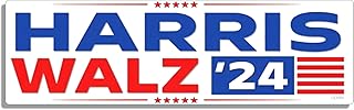 Gear Tatz - Harris/Walz 2024 - Political, Liberal, Campaign - Bumper Sticker/Car Magnet - Professionally Made in The USA - Vinyl or Magnetic Decal (1, Vinyl)