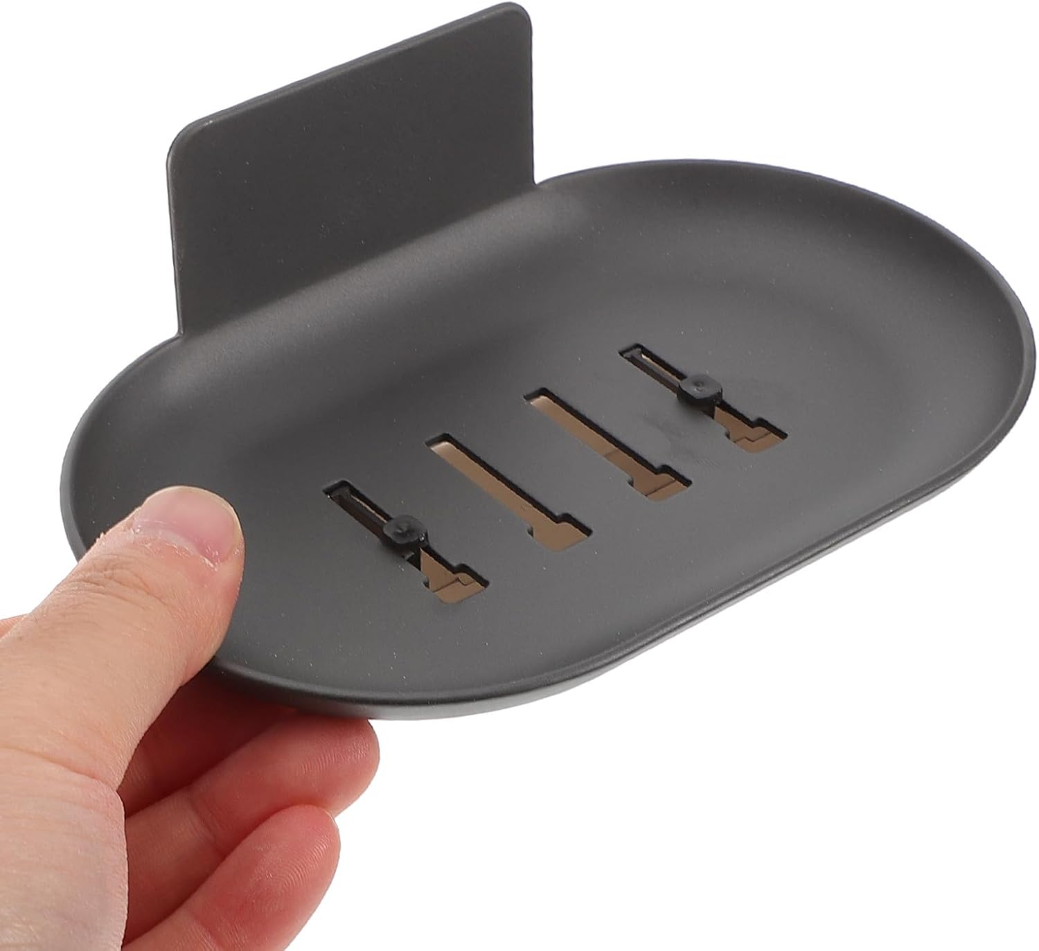 Wall Mounted Soap Dish Holder with Drain Space Aluminum Black Floating Soap Tray for Bathroom and Shower Self-draining with Water Catcher for Home and Hotel Use