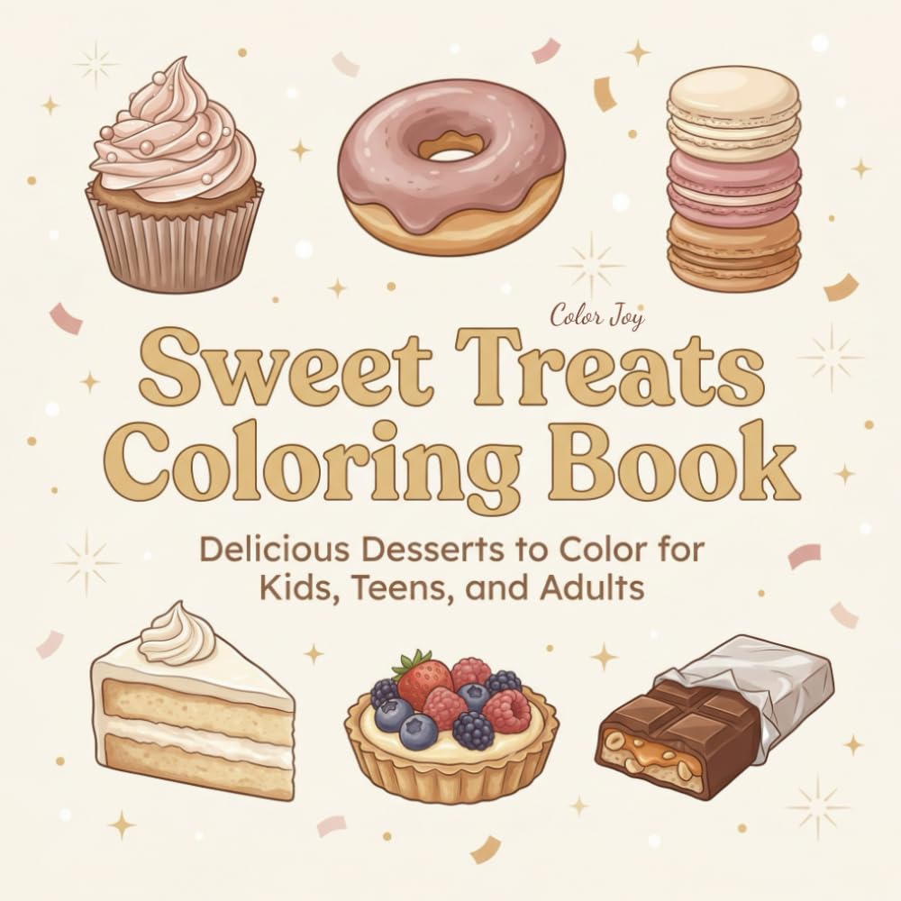 Sweet Treats Coloring Book: Delicious Desserts to Color for Kids, Teens, and Adults